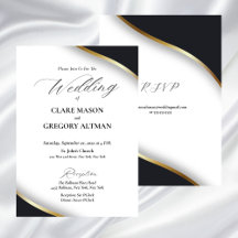 Casamento Dourado branco preto elegante com RSVP