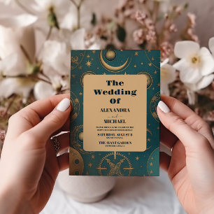 Convites Casamento Dourado Celestial