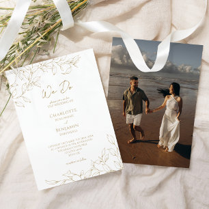 Convites Casamento Dourado Clássico, Fazemos Foto