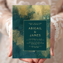 Casamento Dourado com Abstrato Azul-Teal Moderno