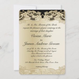Convites Casamento Dourado com Design Floral