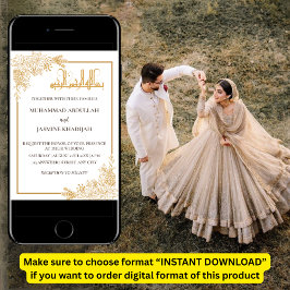 Convites Casamento Dourado com Muçulmanos Islâmicos