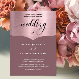 Convites Casamento Dourado com Rosa Metálico Cor-de-Rosa-Ch