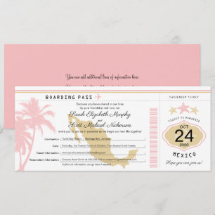 Convites Casamento Dourado cor-de-rosa da passagem de