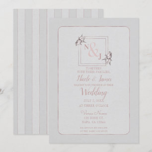 Convites Casamento Dourado cor-de-rosa natural botânico do