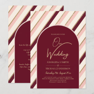 Convites Casamento Dourado Cor Paleta Borgonha Rosa