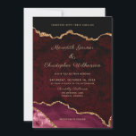 Convites Casamento Dourado da Agata de Borgonha Elegante<br><div class="desc">Elegante Burgundy Dourado Convite De Casamento Agate. Chic Burgundy Black Marble Geode com sotaques dourados como brilho. Perfeito para casamentos de inverno ou feriados.</div>