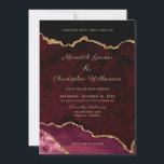 Convites Casamento Dourado da Agata de Borgonha Elegante<br><div class="desc">Elegante Burgundy Dourado Convite De Casamento Agate. Chic Burgundy Black Marble Geode com sotaques dourados como brilho. Perfeito para casamentos de inverno ou feriados.</div>