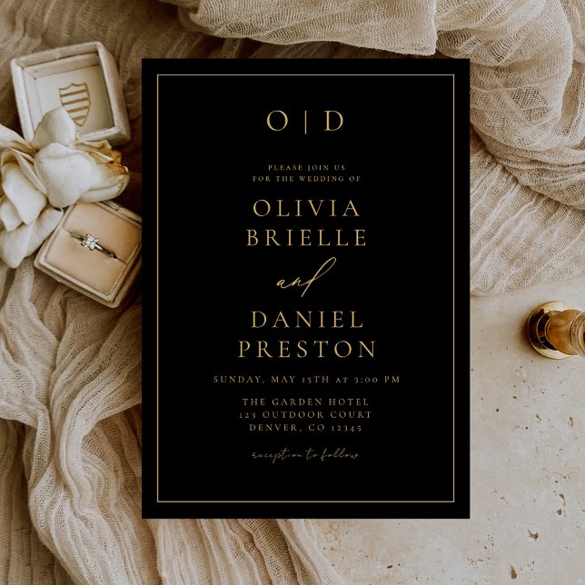 Convites Casamento Dourado da Caligrafia Moderna Minimalist (Criador carregado)