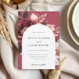 Convites Casamento Dourado da Elegante Burgundy