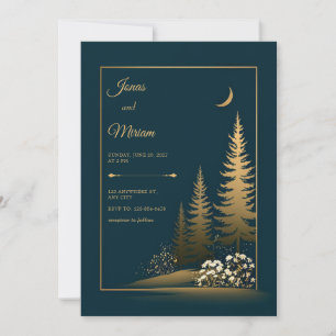 Convites Casamento Dourado da Floresta da Meia-Noite