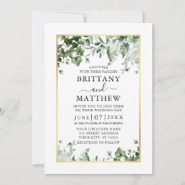 Convites Casamento Dourado da Moderna Ivy Sage Greenery