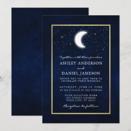 Convites Casamento Dourado das Estrelas da Lua Celestial