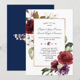 Convites Casamento Dourado das Flores Real Burgundy