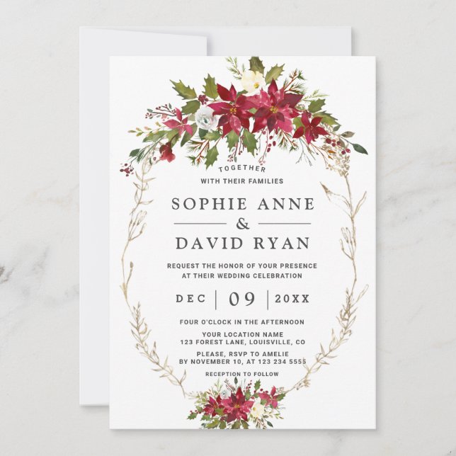 Convites Casamento Dourado das Flores Rosa Elegante (Frente)