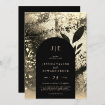 Casamento Dourado de Abstrato Botânica Chic Foil F
