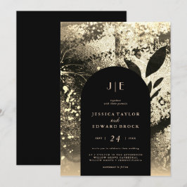 Convites Casamento Dourado de Abstrato Botânica Chic Foil F