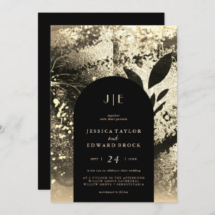 Convites Casamento Dourado de Abstrato Botânica Chic Foil F
