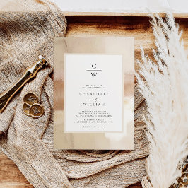 Convites Casamento Dourado de Abstrato com Elegante escovad