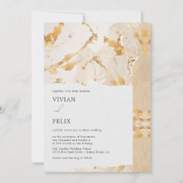 Convites Casamento Dourado de Abstrato de luxo moderno