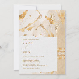 Convites Casamento Dourado de Abstrato de luxo moderno
