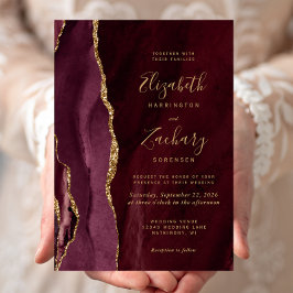 Convites Casamento Dourado de Agata Burgundy