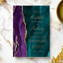 Casamento Dourado de Agata de Teal Roxo Moderno