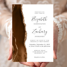 Convites Casamento Dourado de Agata Moderno Mocha Brown