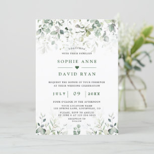 Convites Casamento Dourado de Airy Watercolor Greenery