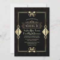 Casamento Dourado de Arte Negra Deco Fleur-de-Lis