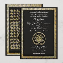 Convites Casamento Dourado de Borda da Árvore de Sujidade M