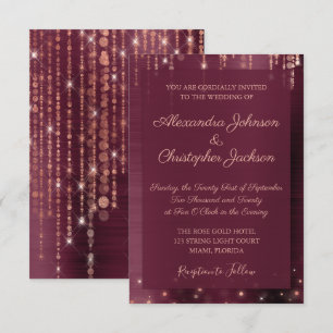 Convites Casamento Dourado de Brilhante e Rosa