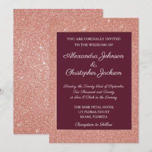 Convites Casamento Dourado de Brilhante e Rosa