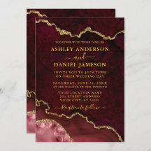 Casamento Dourado de Burgundy Marble Agate Geode