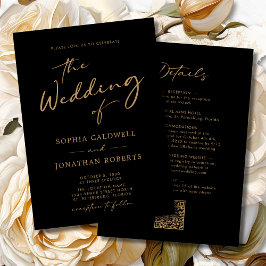 Convites Casamento Dourado de Caligrafia Moderna