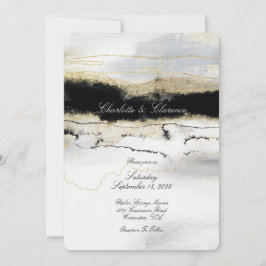 Convites Casamento Dourado de Champagne Black White Waterco
