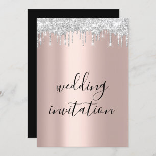 Convites Casamento Dourado de Cinza Rosa de de Prata Branca