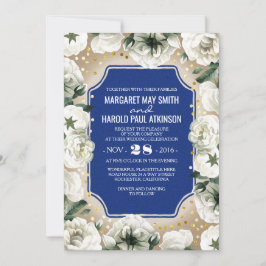 Convites Casamento Dourado de Confetti Wreath com Flores Br