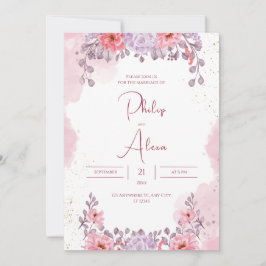 Convites Casamento Dourado de Cor de Água Rosa Rosa Rosa Ro