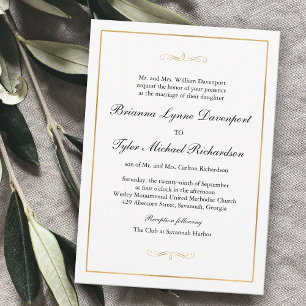 Convites Casamento Dourado de Elegance Simples Clássico