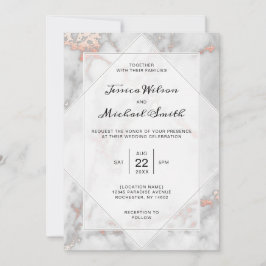 Convites Casamento Dourado de Elegante Cor-de-rosa-rosa-bra