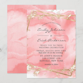 Convites Casamento Dourado de Fairytales, Cor-de-Rosa-Blush