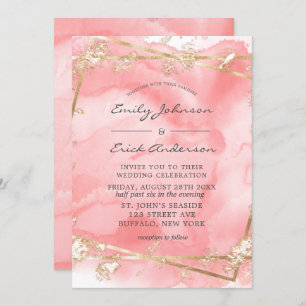 Convites Casamento Dourado de Fairytales, Cor-de-Rosa-Blush