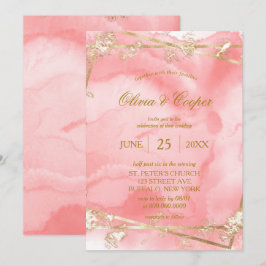 Convites Casamento Dourado de Fairytales, Cor-de-Rosa-Blush