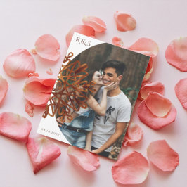 Convites Casamento Dourado de fotos ornamentais Elegante Fa