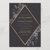 Casamento Dourado de Frame Floral de Diamante Pret