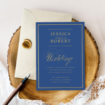 Casamento Dourado de Fronteira Elegante Marinho Es