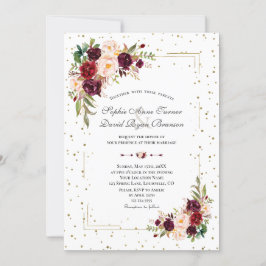 Convites Casamento Dourado de Glitter Confetti Flores Burgu