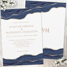 Casamento Dourado de Glitter de Agato Azul-marinho