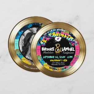 Convites Casamento Dourado de gravação de fotos Hip Hop do 